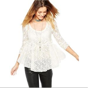 Free people lace open back long sleeve tunic